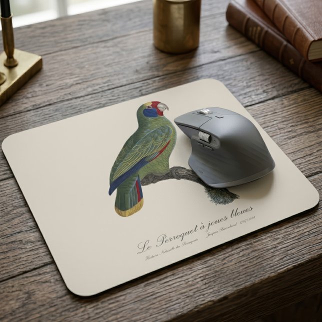 Perroquet-Joues-Blues / Rotschwanzamazone Mousepad (Red-Tailed Parrot Amazon, Amazona Brasiliensis. Mouse Pad)