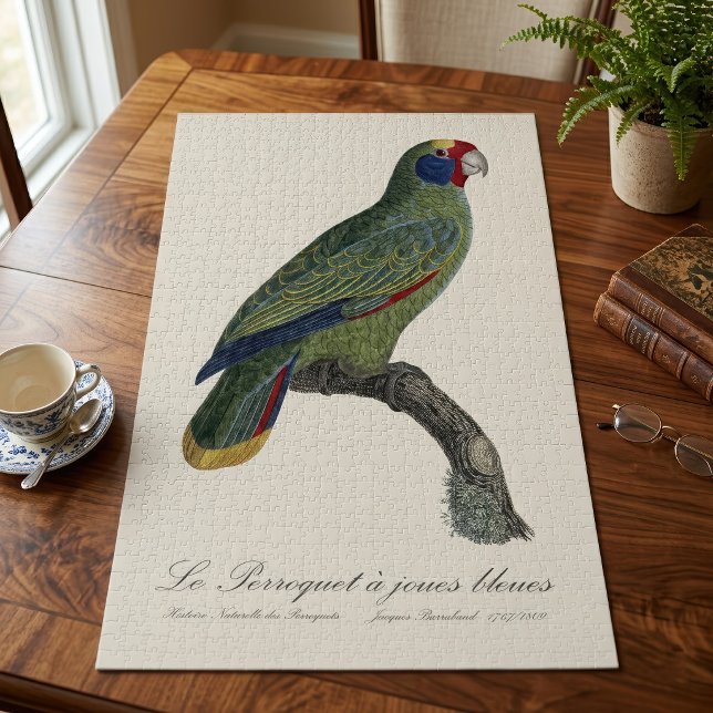 Perroquet-Joues-Blues / Rotschwanzamazone Puzzle (Red-Tailed Parrot Amazon, Amazona Brasiliensis. Jigsaw Puzzle)