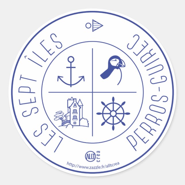 Perros-Guirec Runder Aufkleber (Vorderseite)