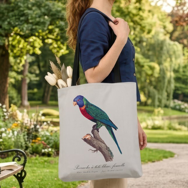 Perruche a tete bleue, femelle / Rainbow lorikeet, (Perruche a tete bleue, femelle / Rainbow lorikeet, female. Tote Bag)