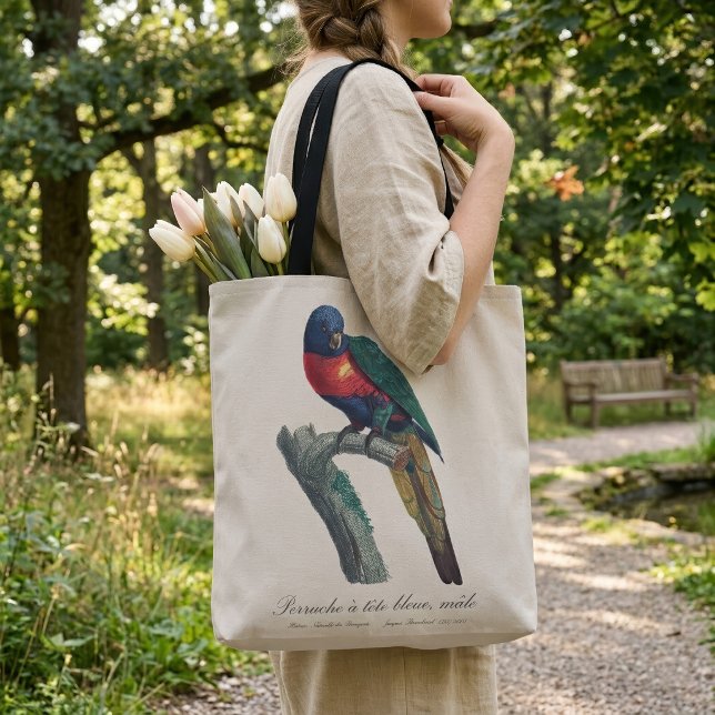 Perruche a tete bleue / Rainbow lorikee (Rainbow Lorikeet Male, Trichoglossus Moluccanus. Tote Bag)