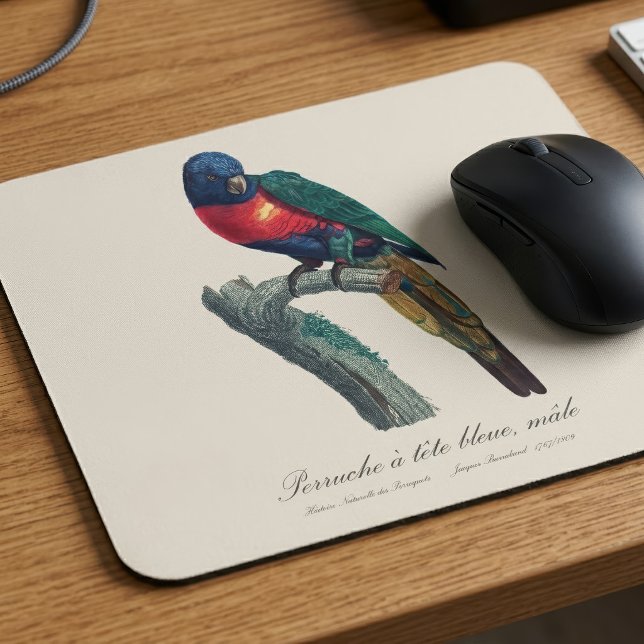 Perruche a tete bleue / Rainbow lorikee Mousepad (Rainbow Lorikeet Male, Trichoglossus Moluccanus. Mouse Pad)
