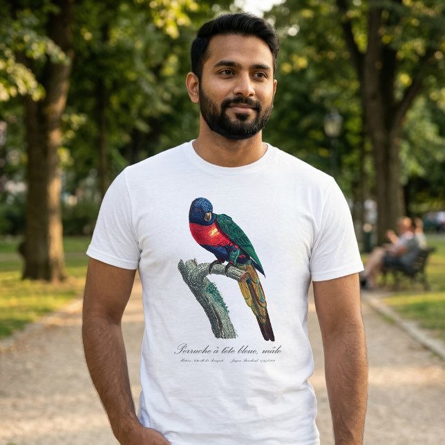 Perruche a tete bleue / Rainbow lorikee T-Shirt (Rainbow Lorikeet Male, Trichoglossus Moluccanus. Men Basic White T-Shirt)