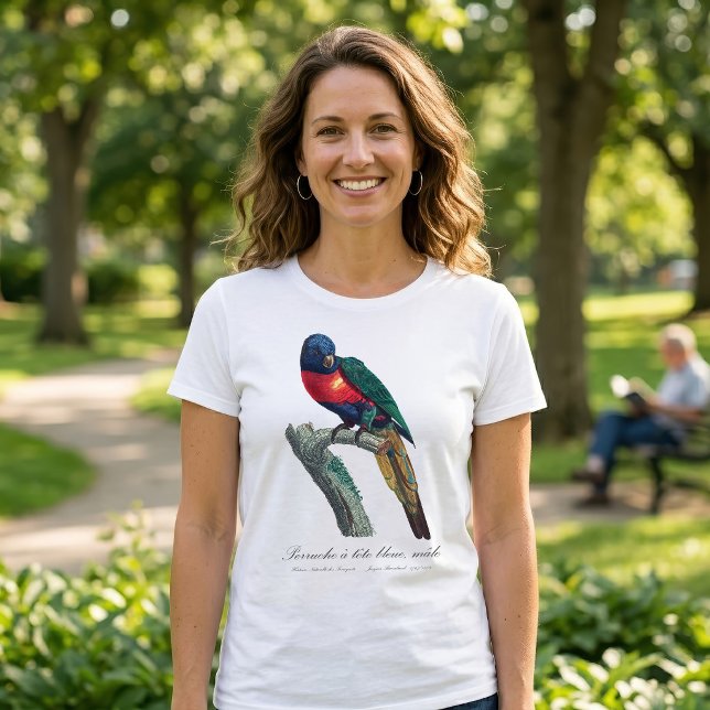 Perruche a tete bleue / Rainbow lorikee T-Shirt (Rainbow Lorikeet Male, Trichoglossus Moluccanus. Women Basic White T-Shirt)