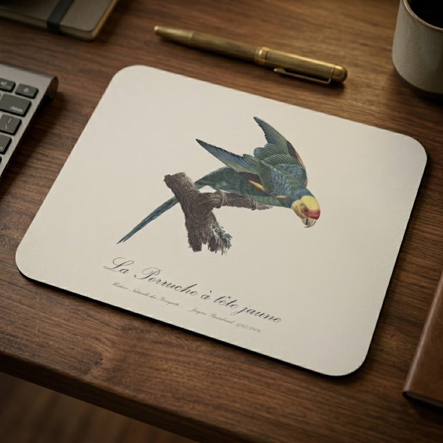 Perruche a Tete Jaune / Carolina parakeet Mousepad (Carolina parakeet, Conuropsis carolinensis. Mouse Pad)