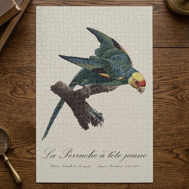 Perruche a Tete Jaune / Carolina parakeet Puzzle (Carolina parakeet, Conuropsis carolinensis. Jigsaw Puzzle)