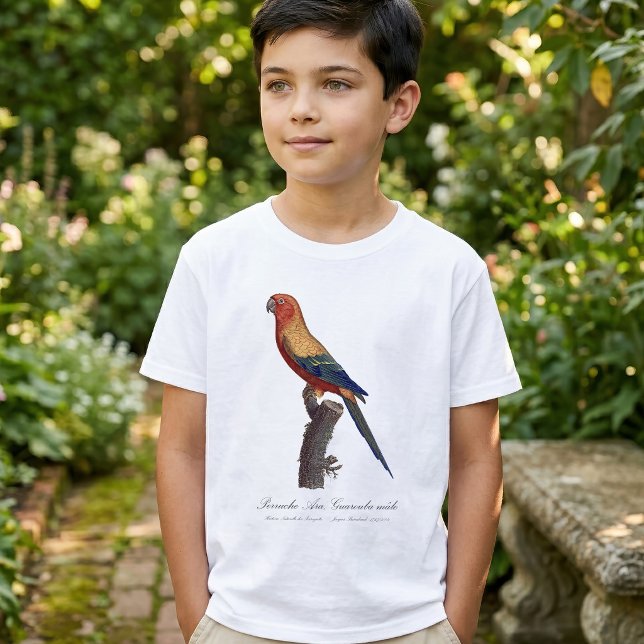 Perruche Ara, Guarouba / Sonnenparaket T-Shirt (Sun Parakeet Male, Aratinga Solstitialis. Boy Basic White T-Shirt )