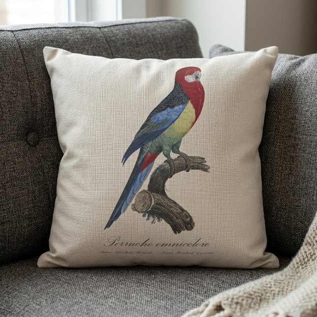 Perruche omnicolore / Eastern rosella Kissen (Eastern rosella or Platycercus eximius parakeet. Throw Pillow)