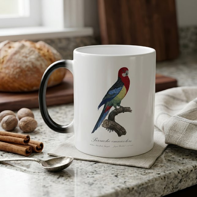 Perruche omnicolore / Eastern rosella Verwandlungstasse (Eastern rosella or Platycercus eximius parakeet. Color Morph Mug)