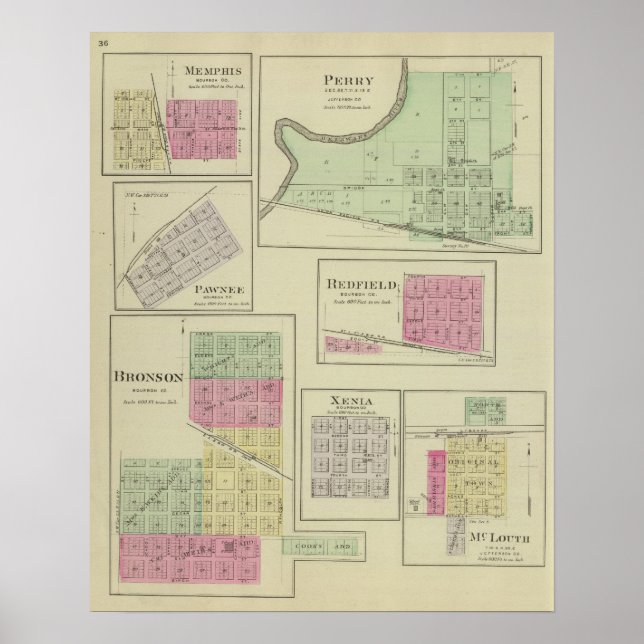 Perry, Memphis, Pawnee, Bronson, Redfield, Kansas Poster (Vorne)