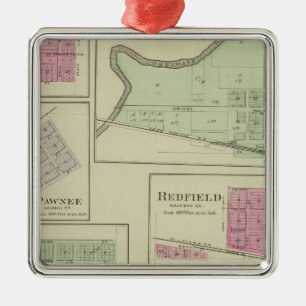 Perry, Memphis, Pawnee, Bronson, Redfield, Kansas Silbernes Ornament
