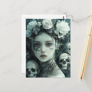 Persephone-Blume und Skulls Postkarte