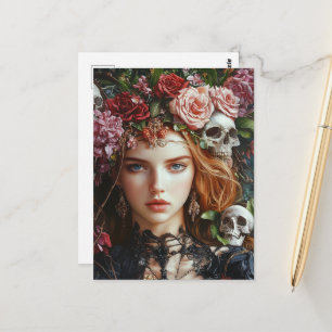 Persephone-Rose und Skulls Postkarte