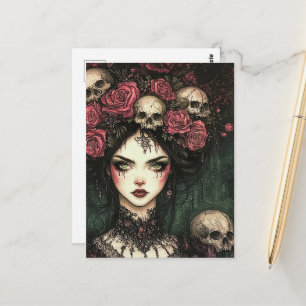 Persephone Roses and Skulls Postkarte
