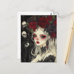 Persephone Skulls und Rose Postkarte