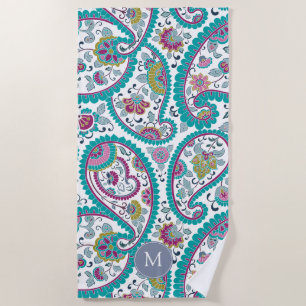 Perser Boteh Paisley Muster-Monogramm-Badetuch Strandtuch