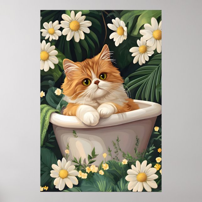 Perser-in-Badewanne-Poster, Lustiges Katzen-Poster Poster (Vorne)