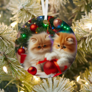 Perser-Kätzchen Frohe Weihnachten Ornament Aus Metall