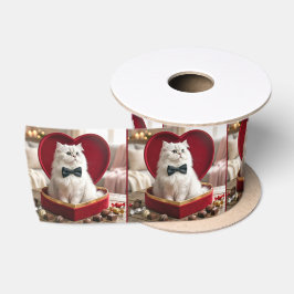 Perserkatze am Valentinstag in Schokoladenbonbon-B Satinband