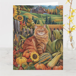 Perserkatze Herbsternte Erntedankfest Karte