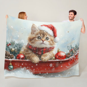 Perserkatze im Schlitten Lass es schneien Weihnach Fleecedecke