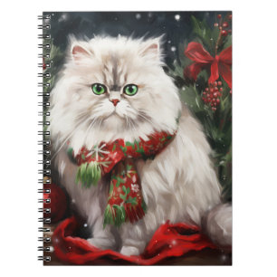 Perserkatze im Schnee Weihnachten Notizblock