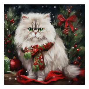 Perserkatze im Schnee Weihnachten Poster