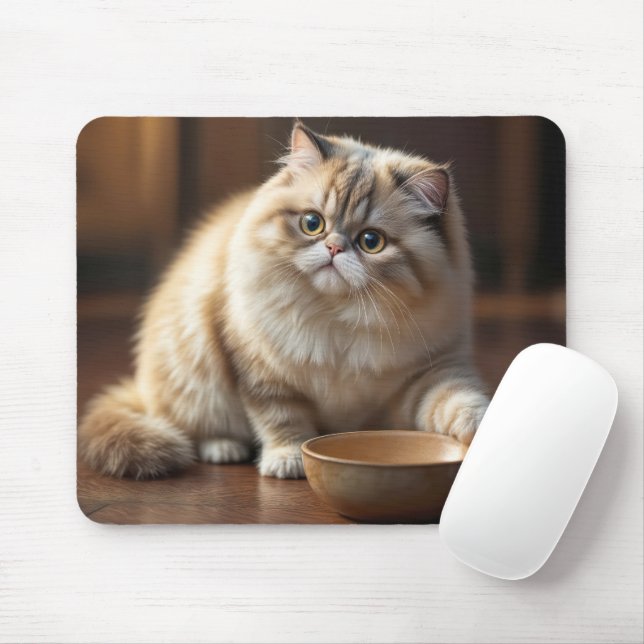 Perserkatze mit leerer Futterschüssel Mousepad (Mit Mouse)