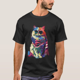 Perserkatze Patriotische US-Flagge Sonnenbrille Po T-Shirt