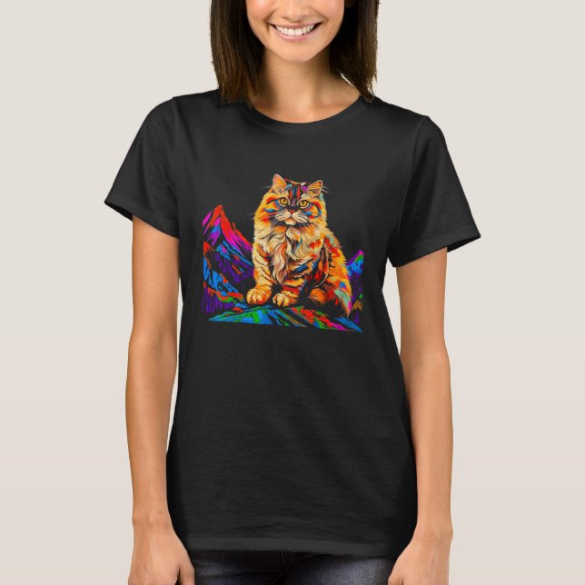 Perserkatze Pop-Art T-Shirt (Vorderseite)