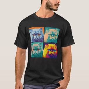 Perserkatze Pop Illustration Farbenfrohes Tier Män T-Shirt