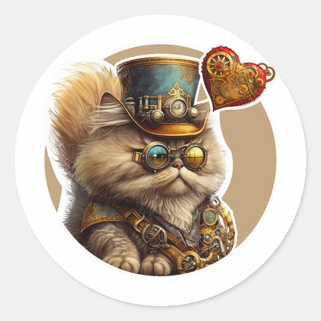 Perserkatze Runder Aufkleber (Vorderseite)