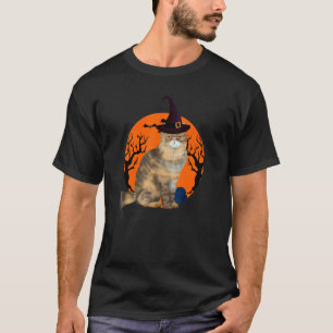 Perserkatze Süße Halloween-Hexenhut und Mond T-Shirt