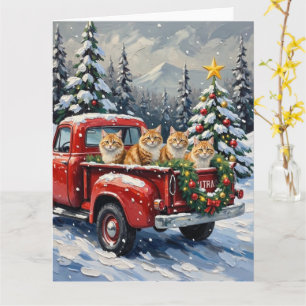 Perserkatze Weihnachten Roter LKW Feiertag Karte