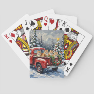 Perserkatze Weihnachten Roter LKW Feiertag Spielkarten