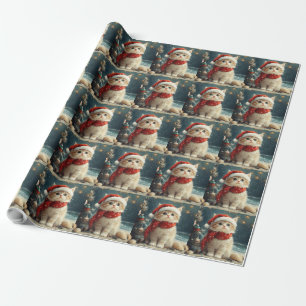 Perserkatze  Weihnachten Vintage Strand Geschenkpapier