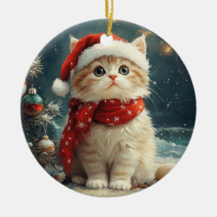Perserkatze Weihnachten Vintage Strand Keramik Ornament