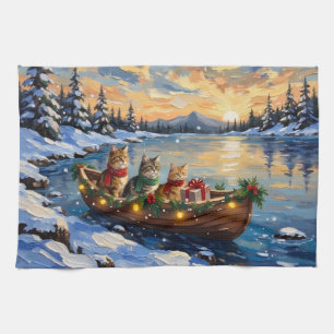 Perserkatze Weihnachtsboot Urlaub Geschirrtuch