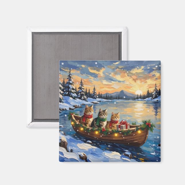 Perserkatze Weihnachtsboot Urlaub Magnet (Vorderseite/Rückseite)