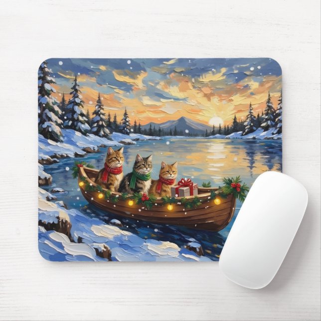 Perserkatze Weihnachtsboot Urlaub Mousepad (Mit Mouse)