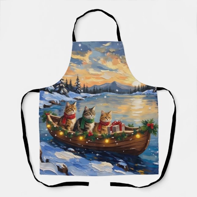 Perserkatze Weihnachtsboot Urlaub Schürze (Vorderseite)