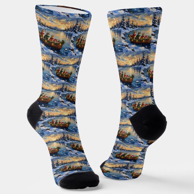 Perserkatze Weihnachtsboot Urlaub Socken (Gewinkelt)
