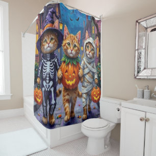 Perserkatzen beim Trick-or-Treat an Halloween-Kost Duschvorhang