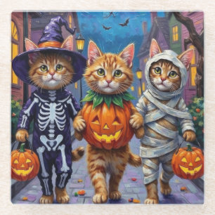 Perserkatzen beim Trick-or-Treat an Halloween-Kost Glasuntersetzer