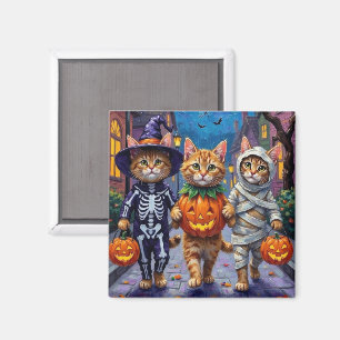 Perserkatzen beim Trick-or-Treat an Halloween-Kost Magnet