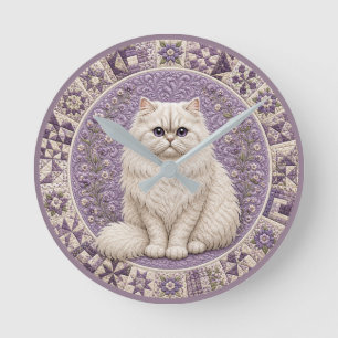 Perserkatzen-Quilt  Runde Wanduhr