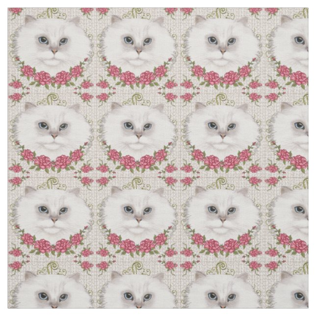 Perserkatzen-Rosen Stoff (Muster)