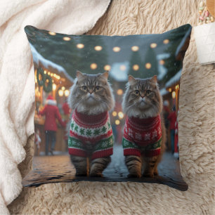 Perserkatzen Weihnachten Schnee Urlaub Kissen