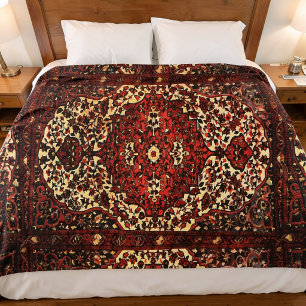 Perserteppich-Look in dunkelrot und creme Fleecedecke
