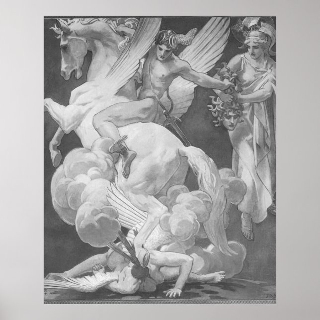Perseus auf Pegasus Slay Medusa Poster (Vorne)